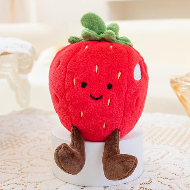Yiran toy Frucht Plüschtier, Apfel Erdbeere Wassermelone Kaki Durian Ananas, Plüschpuppe, 15cm - Bild 1