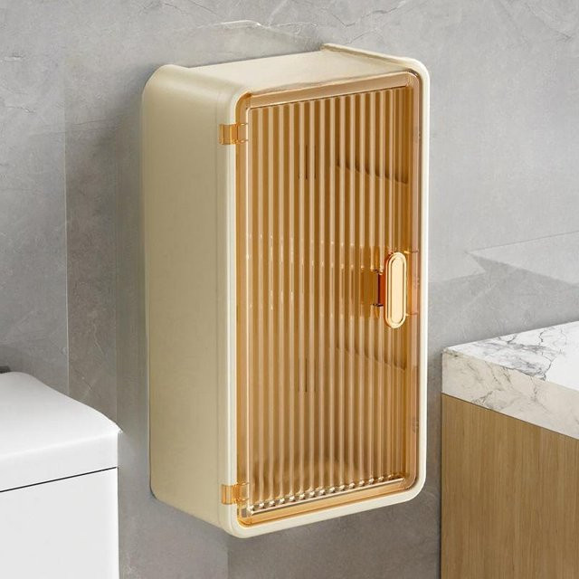 Multifunktionales Badezimmerregal in Weiß, Wandmontage mit Tissue-Box und Shampoo-Organizer, wasserdicht und modern gestaltet - Bild 1
