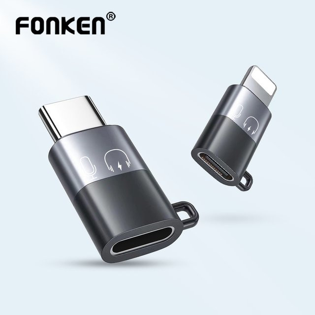 FONKEN OTG Kopfhörer-Konverter von iOS zu USB-C Adapter in Schwarz für iPhone, Huawei, Xiaomi und Samsung - Bild 1