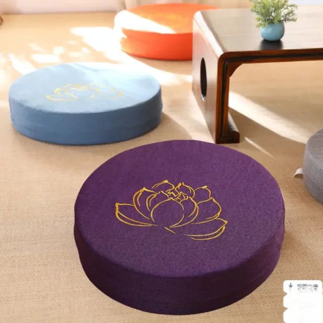 DHDH Tatami Meditation Sitzkissen aus Leinen mit Lotus Textur in Grün, B/T/H: 40 x 6 cm - Bild 1