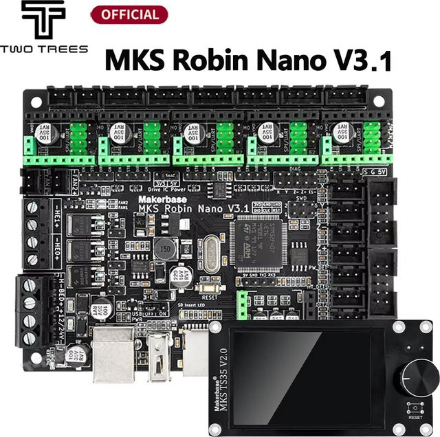 MKS Robin Nano V3.1 32-Bit-Motherboard mit TS35 Touchscreen und TMC2209 UART in Schwarz für Ender 3 und CR-10 3D-Drucker, kompatibel mit Marlin und Klipper - Bild 1