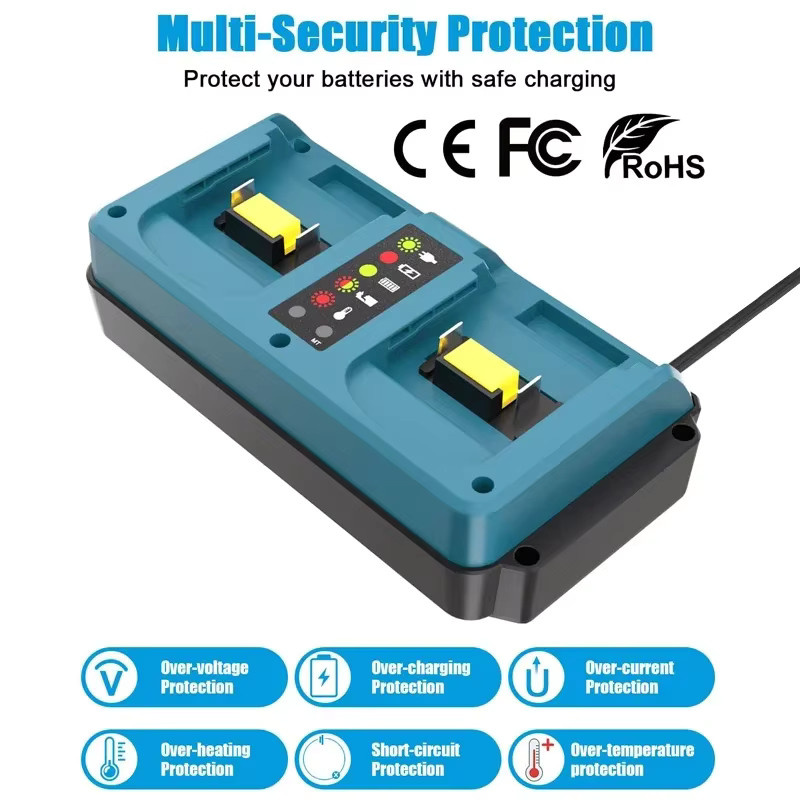 Makita Dual-Port Lithium-Batterieladegerät mit intelligenter LED-Anzeige für 14,4–18 V Akkus - Bild 5