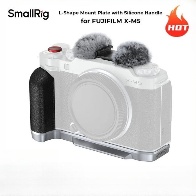 SmallRig L-förmige Montageplatte mit Silikongriff für FUJIFILM X-M5 in Silber und Schwarz - Bild 1