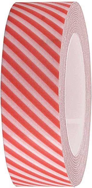 Rico Design Washi Tape Weiß-Neonrot gestreift - Bild 1