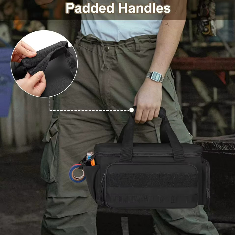 Robuste taktische Werkzeugtasche 14 Zoll in Schwarz als multifunktionaler Arbeitsorganizer für Handwerker mit rutschfester Basis, B/T/H: 36,7 x 21,5 x 20,5 cm - Bild 5