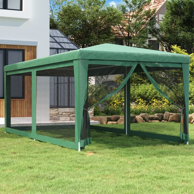 vidaXL Partyzelt aus HDPE mit 6 Mesh-Seitenwänden in Grün, B/T/H: 6 x 3 x 2,58 m - Bild 3