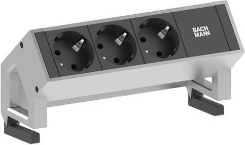 Bachmann DESK 2 Steckdosenleiste mit 3 Schukosteckdosen in Schwarz und Silber - Bild 1