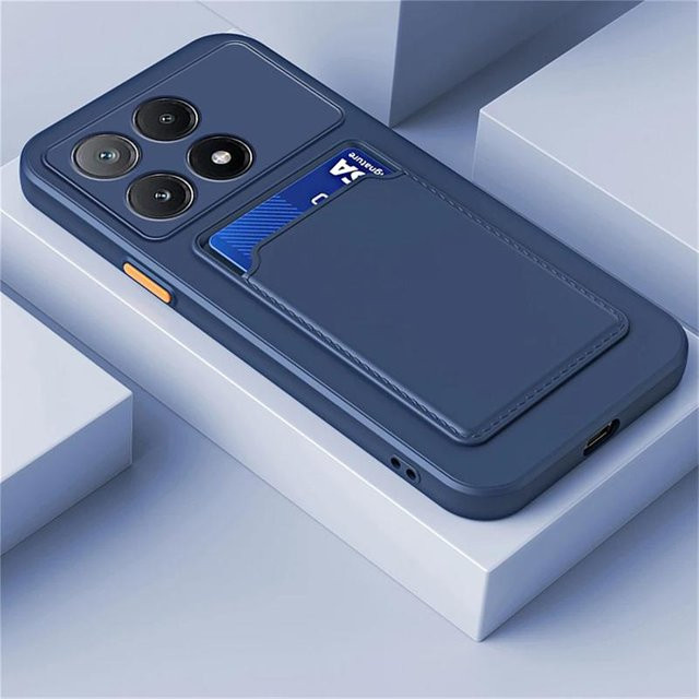Flüssigsilikon Kartenhalter Hülle für Xiaomi POCO X7 F6 X6 M6 X5 Pro C65 F5 C55 F3 M5 X3 GT M4 X4 Pro F4 X3 NFC in Blau - Bild 1