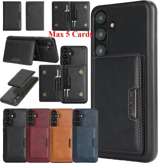 2-in-1 Ledertasche für Samsung Galaxy A14 A15 A16 A17 A26 A34 A35 A36 A52 A53 A54 A55 4G 5G mit magnetischem Kartenfach in Schwarz - Bild 1