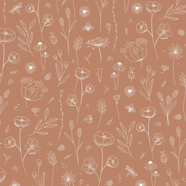 Little Dutch Vliestapete Wild Flowers in Rust Orange für das Kinderzimmer, florales Design, FSC-zertifiziert - Bild 1