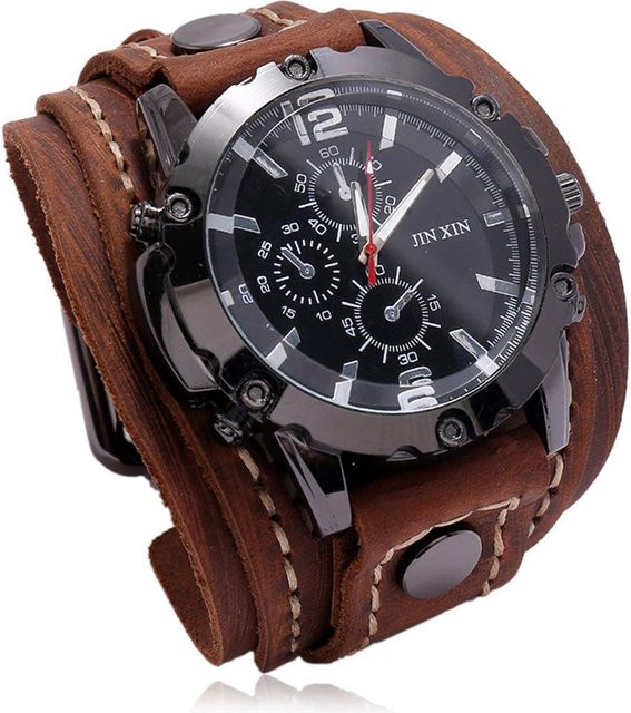 Herrenuhr, Quarz, Lederarmband, braun - Bild 1