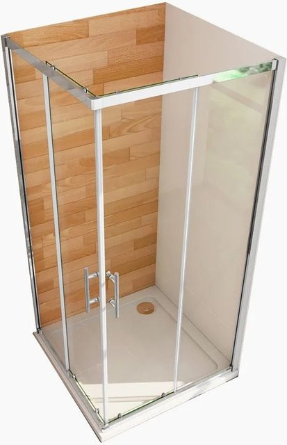 Duschparadies Duschkabine mit Schiebetür und Eckeinstieg aus 6mm ESG Sicherheitsglas in Transparent und Chrom Glänzend B/T/H: 110 x 110 x 185 cm - Bild 1