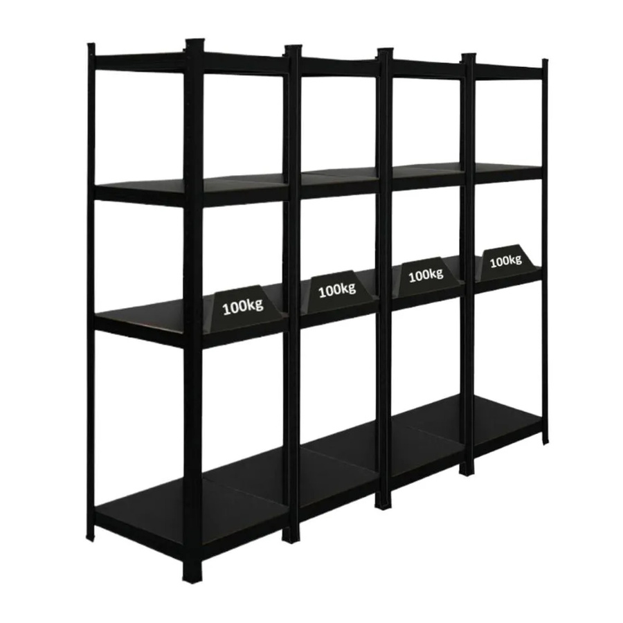 PROREGAL Ragnar All Black Series Schwerlastregal Set aus 4 Stück, Matt Schwarz, H x B x T: 150 x 45 x 45 cm, Fachlast 100 kg - Bild 2