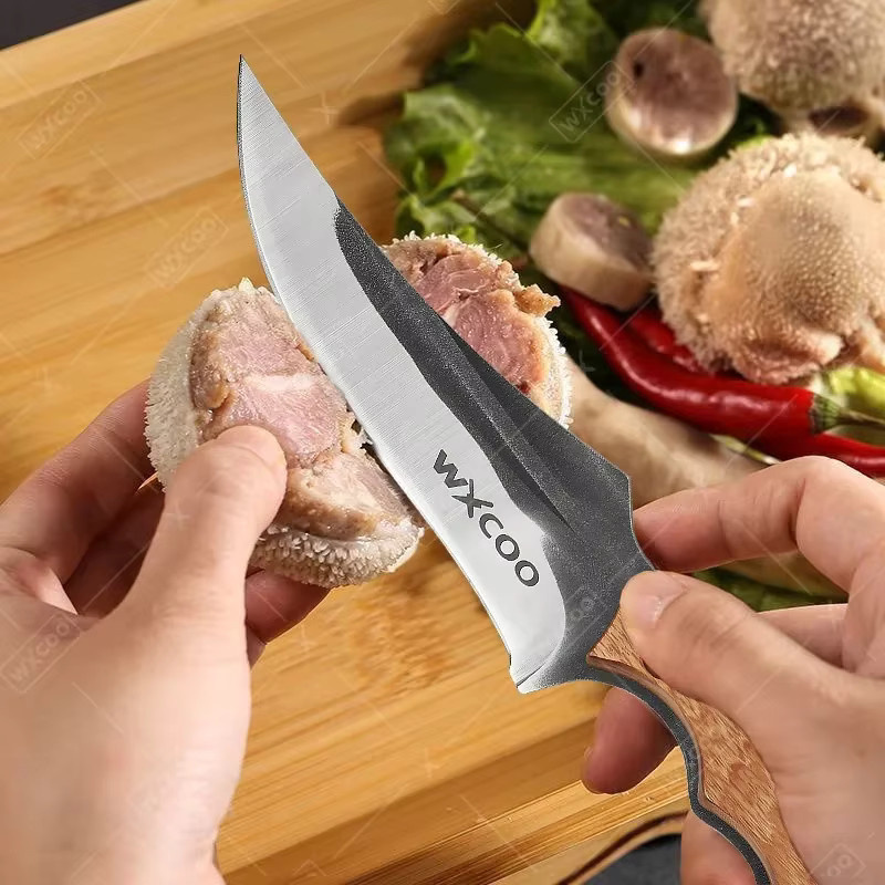 WXCOO Küchenmesser aus handgeschmiedetem Edelstahl mit Holzgriff, multifunktionales Fleischbeil in Silber - Bild 4
