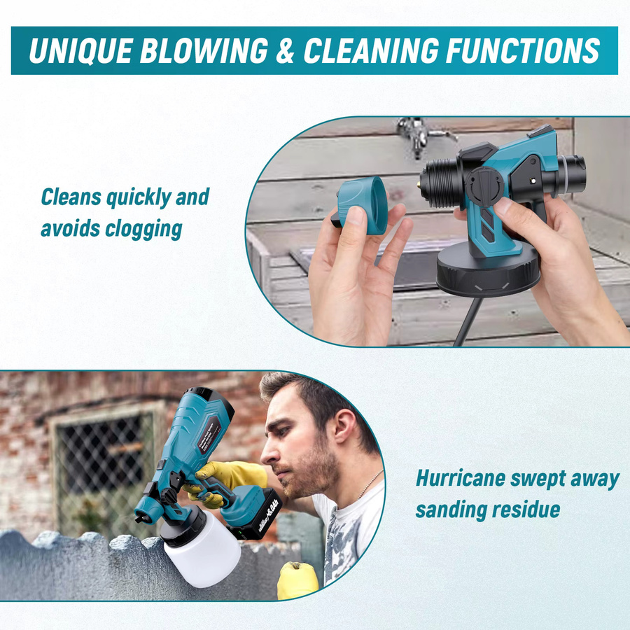 Synxier Kabelloser Farbsprüher für Makita 18V Akku mit 1000 ml Behälter für Heim-Innensprühung und Holzbearbeitung - Bild 5