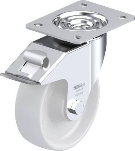 Blickle Lenkrolle LE-PO 150R-FI mit Feststeller, Rad-Durchmesser: 15 cm, Tragfähigkeit: 300 kg, Farbe: Weiß - Bild 1