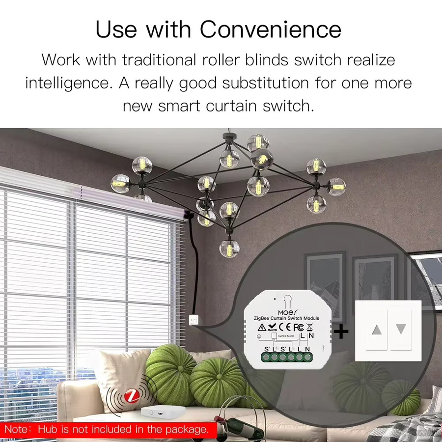 MOES ZigBee 3.0 Smart Vorhang Schalter Modul für motorisierte Rollläden und Jalousien in Weiß, kompatibel mit Tuya Smart, Leben, Alexa und Google Home - Bild 5