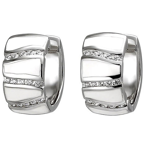 Colfem Creolen 925 Sterling Silber, 30 Zirkonia, weiße Emaille-Einlagen - Bild 1