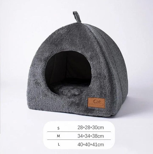 Dreieckiges Katzenhaus von Household supplies MH, geschlossenes Katzennest für Katzen und Hunde, schwarz, B/T/H: 28 x 28 x 30 cm - Bild 1