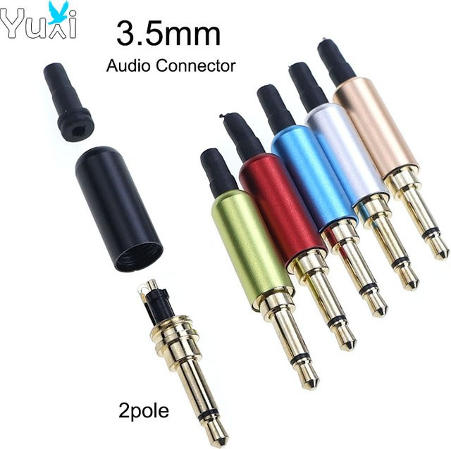 YuXi 3,5 mm Mono-Stecker 2-poliger Audio-Anschluss in Schwarz zum Löten von Kopfhörer- und Lautsprecherkabeln - Bild 1
