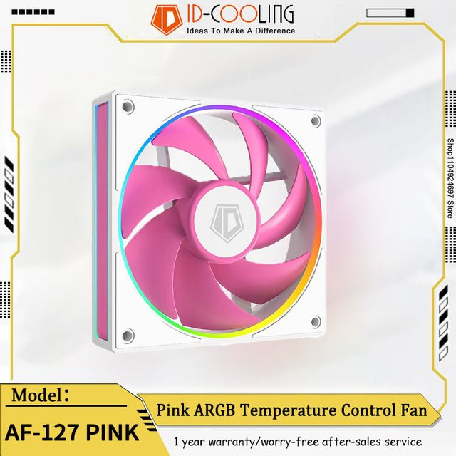 ID-COOLING AF-127 Gehäuselüfter in Rosa mit FDB-Lager und PWM-Temperaturregelung für PC-CPU-Kühlung - Bild 1