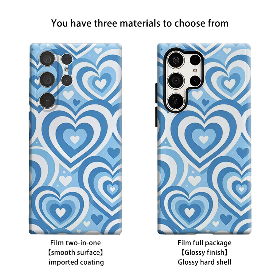Potdemiel Stoßfeste Doppelschicht Handyhülle mit blauem Herz-Design für Samsung Galaxy S26 S25 S24 S23 Ultra Plus und Android Modelle - Bild 2