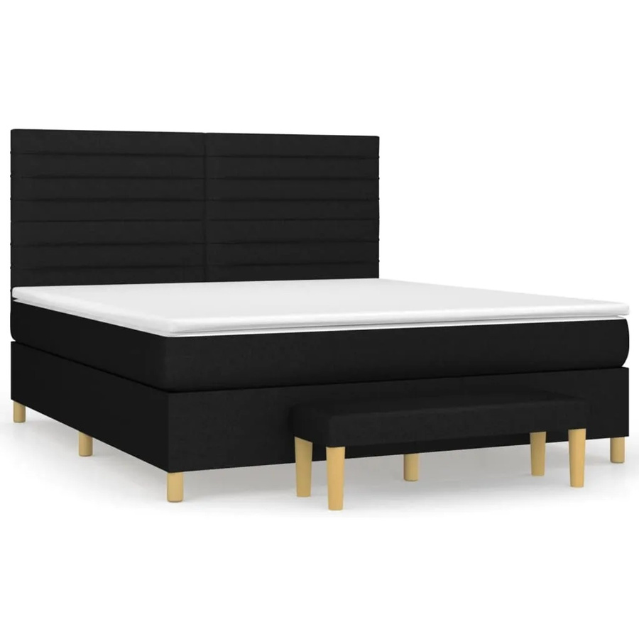 vidaXL Boxspringbett Hybrid mit Matratze und Bank in Schwarz, B/T/H: 160 x 200 x 128 cm - Bild 2