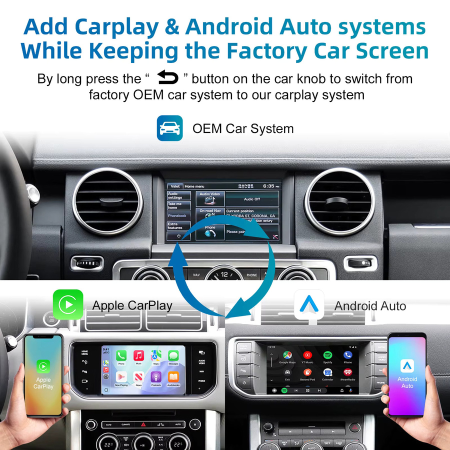 LEXXSON Drahtlose CarPlay und Android Auto Retrofit Kit Decoder Box für Land Rover Evoque Discovery Freeland in Silber - Bild 5