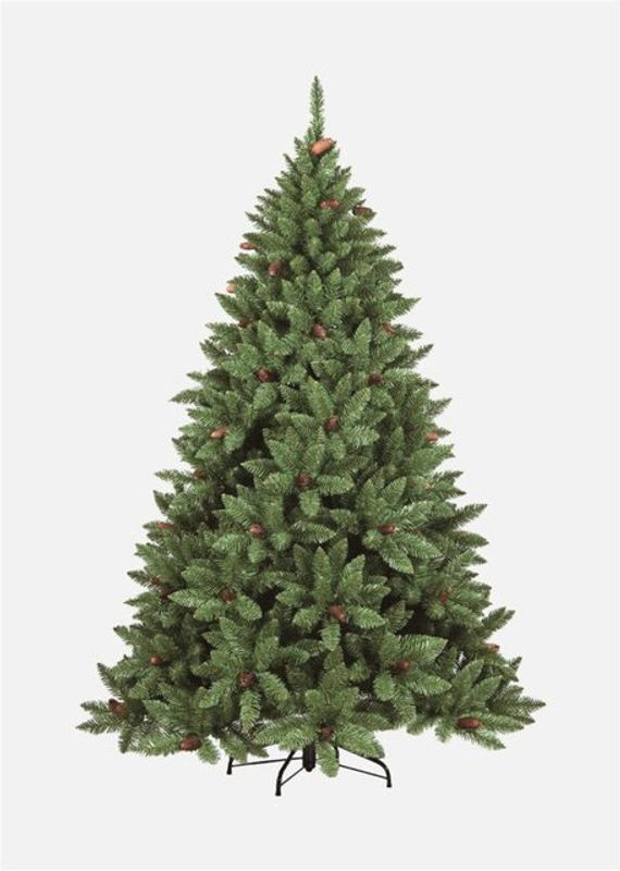 Dmora Weihnachtsbaum Stoccolma in Grün, extra dicker Kunstbaum in PVC-Optik mit Tannenzapfen und 362 Ästen, Höhe: 120 cm - Bild 1