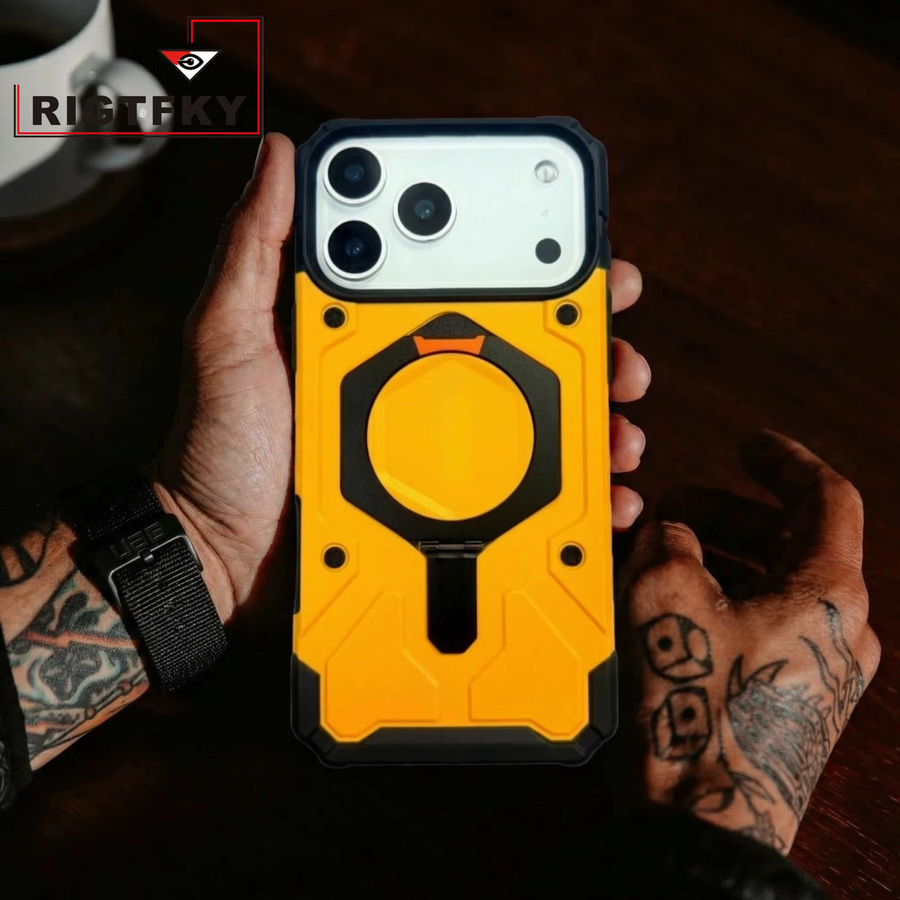 RIGTFKY Stoßfeste Rüstungs-Handyhülle für iPhone mit magnetischer Halterung und Standfunktion in Transparent oder Weiß - Bild 3