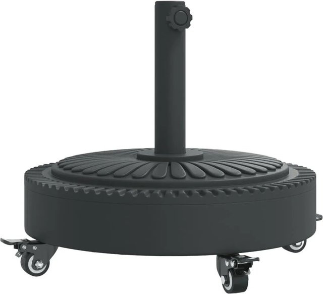 vidaXL Sonnenschirmständer mit Rollen in Schwarz für Ø38/48 mm Mast aus Beton und Eisen, Gewicht: 27 kg - Bild 1