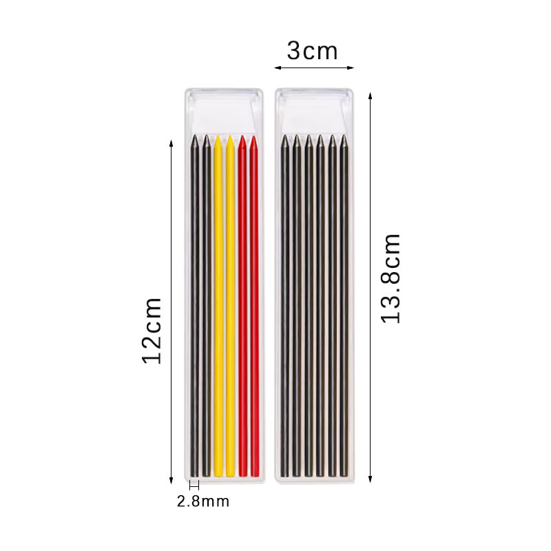 MROOFUL Ersatzstiftsatz für Holzbearbeitungsstifte mit Anspitzer und Radiergummi, 2,8 mm, Multicolor - Bild 2
