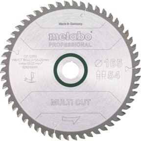 Metabo Multi Cut Professional Kreissägeblatt Universal Carbide Tipped Silber, Durchmesser: 165 mm - Bild 1