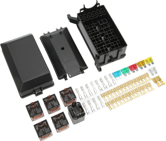 TOMTOP JMS 6-fach Sicherungshalterbox mit 6 Relais 12V aus ABS-Kunststoff für Automobil und Marine, Schwarz - Bild 1