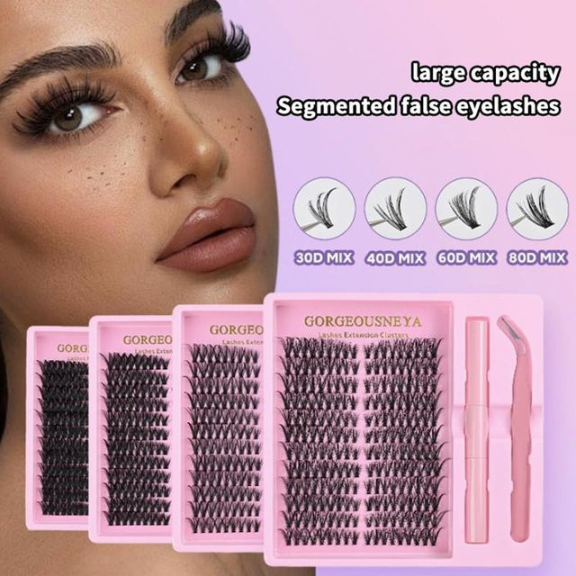 Cappuvini Natural Cluster Lash Kit, Segmentierte Wimpern, Set - Bild 1