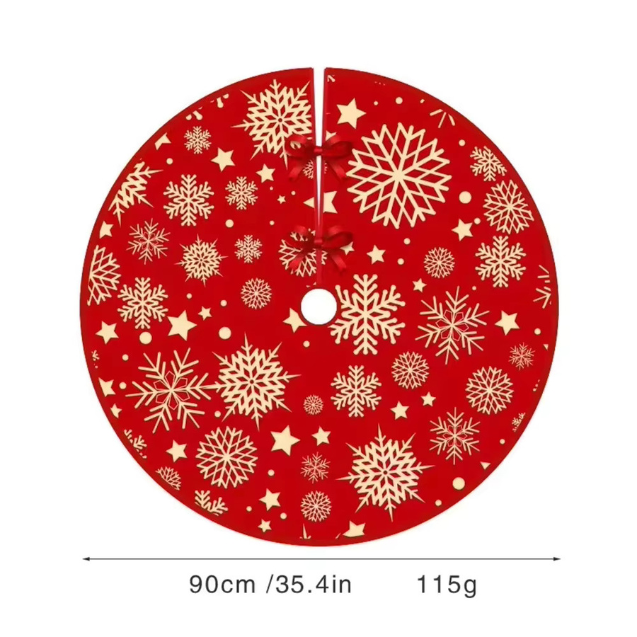 VIKAMA Weihnachtsbaum Rock mit Schneeflocken-Design in Rot für festliche Weihnachtsdekorationen - Bild 4