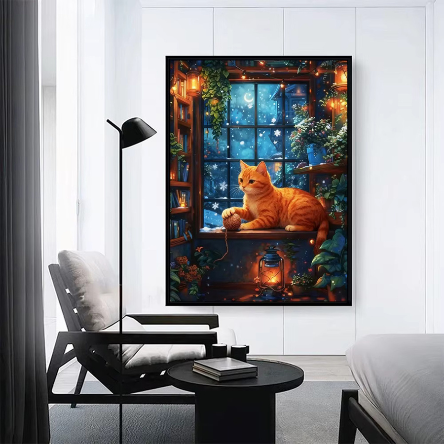 EverShine 5D Diamantgemälde Katze DIY Mosaik Bastelset mit vollen Bohrern zur Wanddekoration Breite: 20 cm - Bild 3