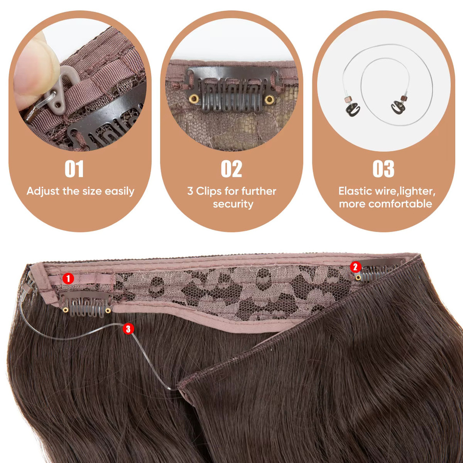SARLA Clip-in-Haarverlängerungen synthetisch, schwarz, Unisex - Bild 2