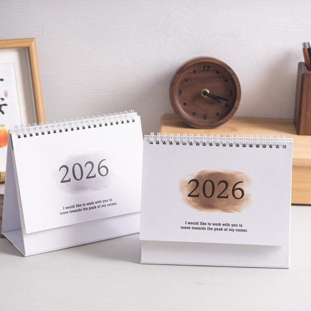 Schreibtischkalender 2026 mit Farbverlauf in Grün, Monatskalender mit Spiralbindung und To-Do-Liste aus verstärktem Papier - Bild 1