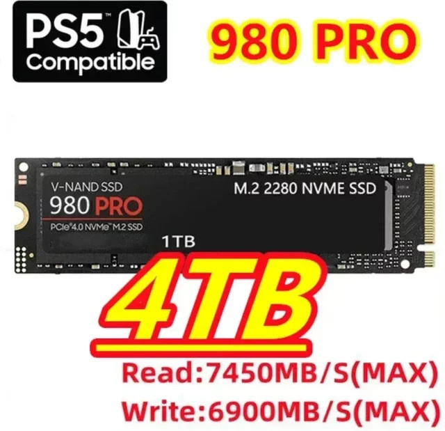 Samsung 980 Pro NVMe M.2 SSD PCIe Gen4.0 X4 3D NAND TLC Festplatte in Schwarz - Bild 1