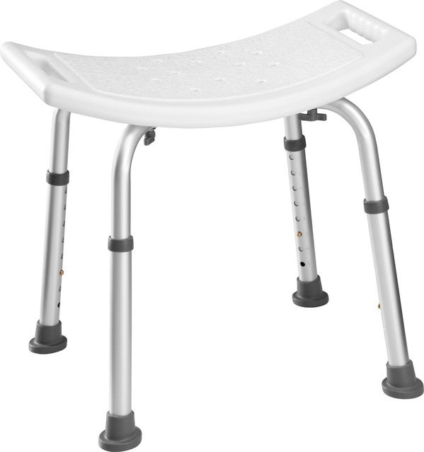 tectake Aluminium Duschhocker in Weiß mit Teleskopbeinen und rutschfester Oberfläche, B/T/H: 51 x 39 x 43-60,5 cm - Bild 1
