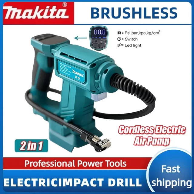 Makita Kabellose Kompressorpumpe mit Digitalanzeige für Autoreifen und aufblasbare Objekte, 18 V Akku-Betrieb - Bild 1