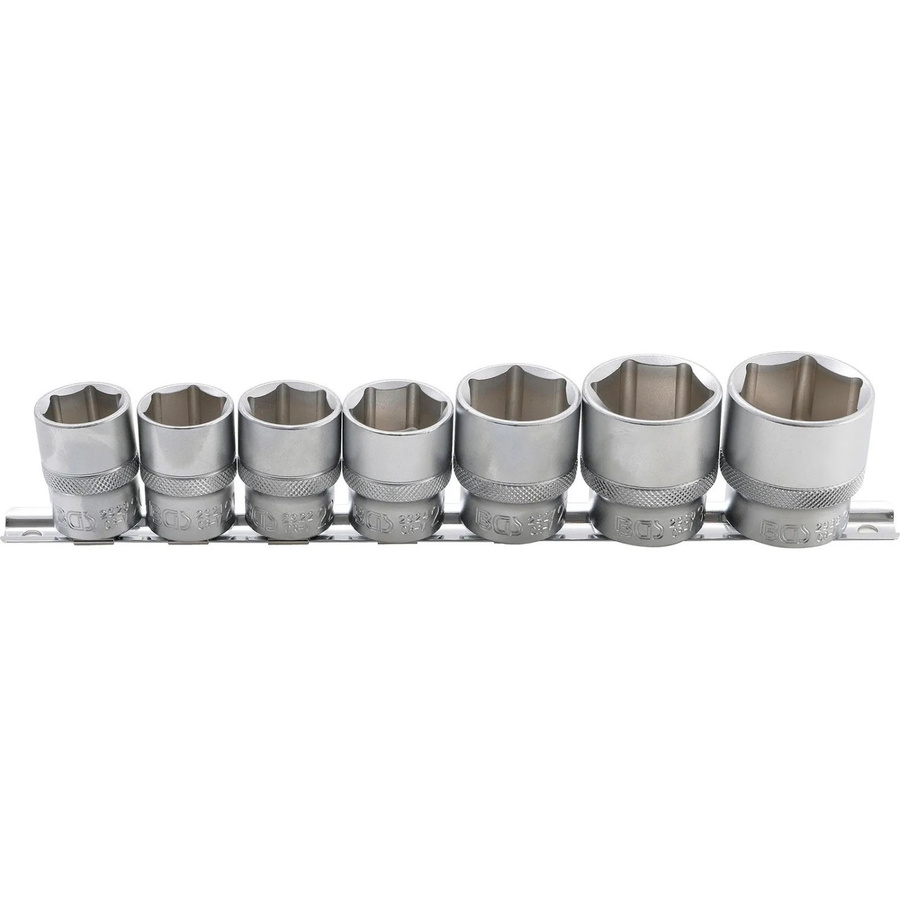 BGS Steckschlüssel-Einsatz-Satz aus Chrom-Vanadium, 7-teilig, Sechskant mit 1/2 Zoll Innenvierkant-Antrieb, Farbe Silber, SW 20 - 32 mm - Bild 2
