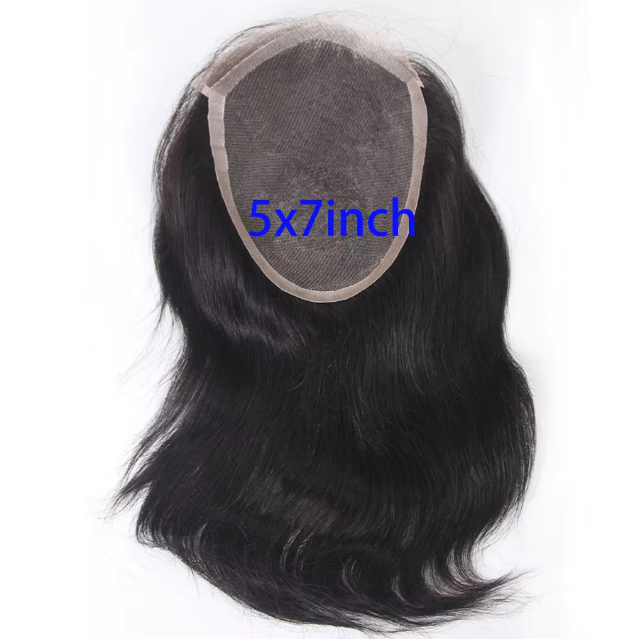 eseewigs Herrenperücke, Remy-Echthaar, Schweizer Spitze, Schwarz, Unisex - Bild 2