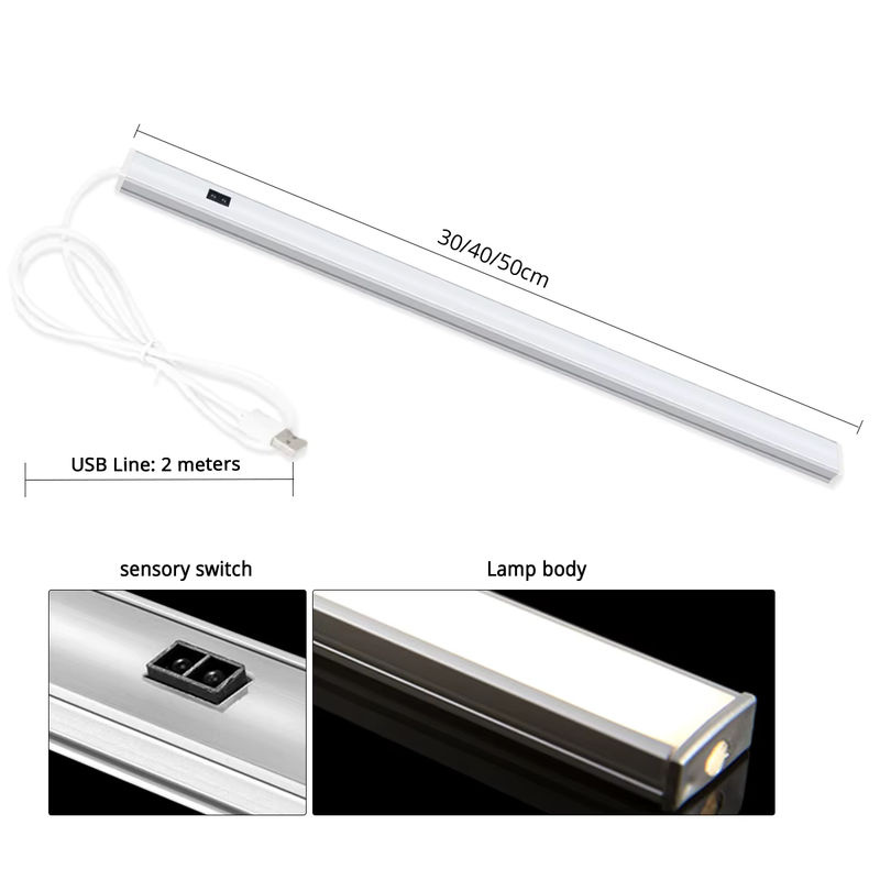 Rybakov LED Nachtlicht mit Bewegungssensor aus Aluminium, weiß, USB-betrieben, Wandlampe für Küche und Schrank - Bild 2