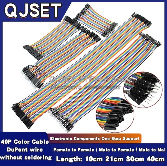 QJSET Dupont Jumper-Kabel Set für Arduino DIY, 40-Pin, Multicolor, verschiedene Konfigurationen (Stecker auf Stecker, Buchse auf Stecker, Buchse auf Buchse) - Bild 1