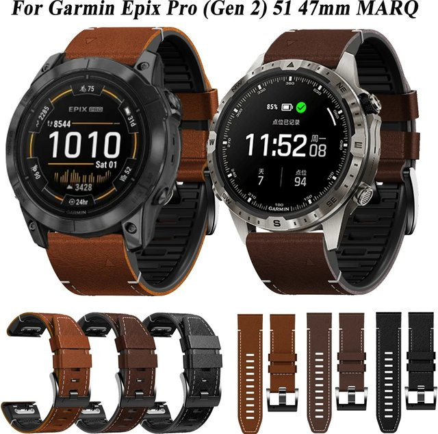 Garmin Uhrenarmband Leder + Silikon, Unisex - Bild 1