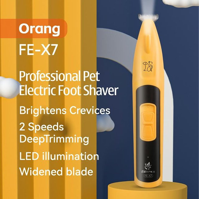Fenice TJMX6X7 LED Haarschneider für Haustiere in Orange mit 18mm Klinge für Ohren, Augen, Krallen und Intimbereiche, Elektrische Schermaschine zur Hundepflege - Bild 1