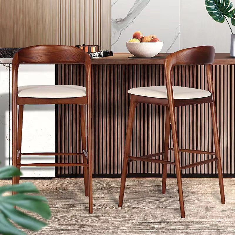 DUTRIEUX Bar Stuhl im skandinavischen Design aus Holz und Leder für Esszimmer und Schlafzimmer - Bild 2