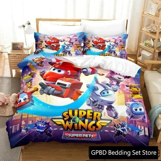 Somelli Bettwäsche-Set mit 3D-Cartoon-Flügel-Design für Kinder und Erwachsene, bestehend aus Bettbezug und Kissenbezug, Mehrfarbig, B/H: 180 x 210 cm - Bild 1